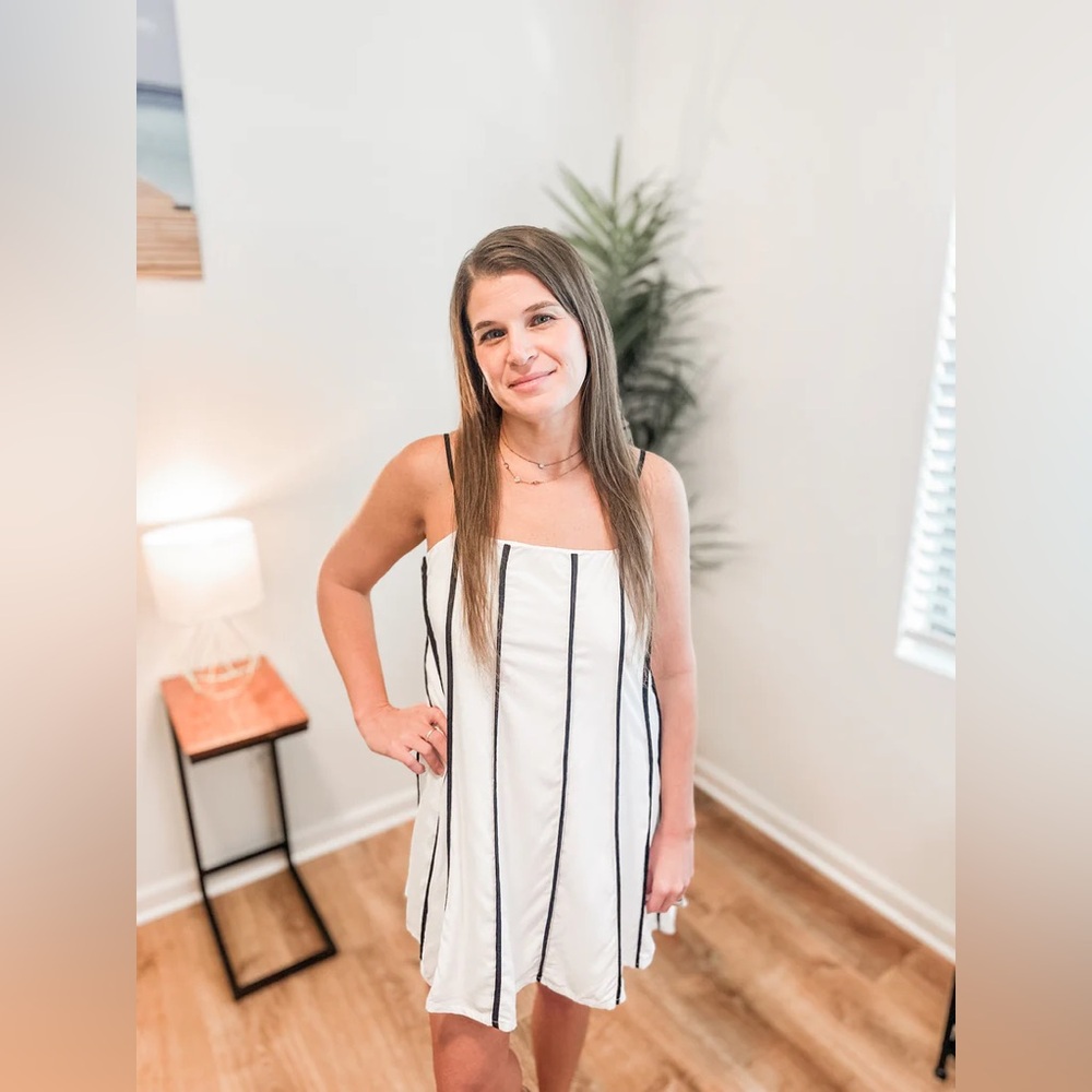 Cruella Stripped A-Line Mini Dress